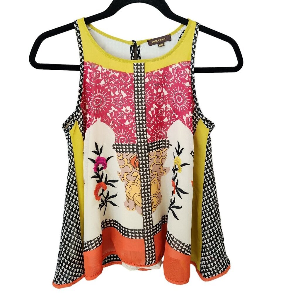 Anthropologie Vineet Bahl Sz XXS Boho Jardin Swing Tank Sleeveless Southwestern